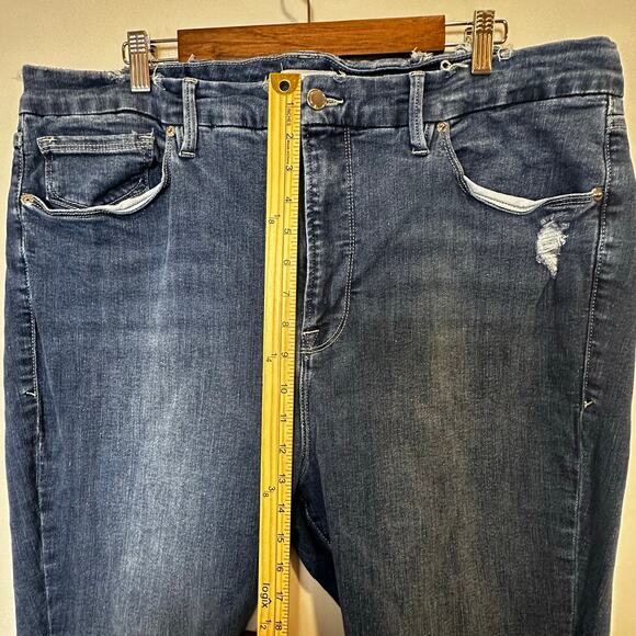 Good American Good Legs Crop Raw Hem Skinny Jeans Size 22 High Rise Stretch - Picture 5 of 13